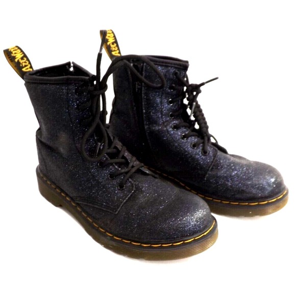 Dr. Martens Shoes - Dr. Martens Delaney Glitter Silver over Purple/Blue glitter boots -Ladies Size 5